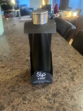 S'well Black Sip Insulated Water Bottle Black Licorice 15 oz/450 ml